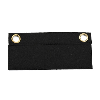 Felt Purse Organizer Insert, Mini Envelope Handbag Shaper Premium Felt, Bag Accessories, with Iron Grommets, Rectangle, Black, 59x129x1.5mm, Hole: 9.5mm