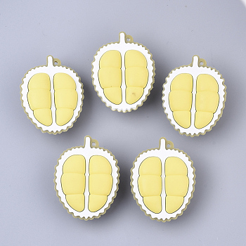 PVC Plastic Big Pendants, Durian, Yellow, 50x38x20.5mm, Hole: 1.8mm