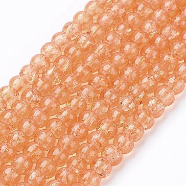 4mm LightSalmon Round Crackle Glass Beads