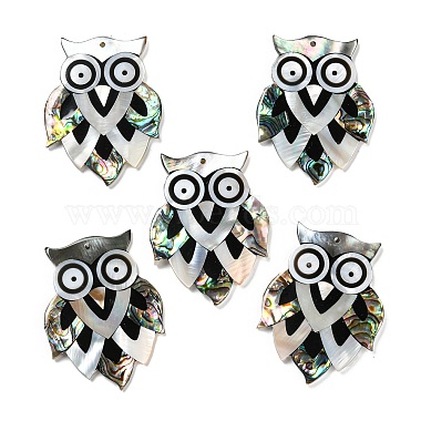 Colorful Owl Mixed Shell Big Pendants