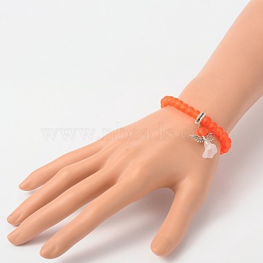 Perles de verre givré extensibles bracelets à breloques pour enfants(BJEW-JB01769)-5