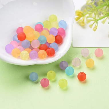 6mm Mixed Transparent Round Frosted Acrylic Ball Bead(X-FACR-R021-6mm-M)-3