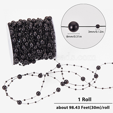 1 Roll Plastic Round Beaded Link Chains(DIY-SC0024-96A)-2