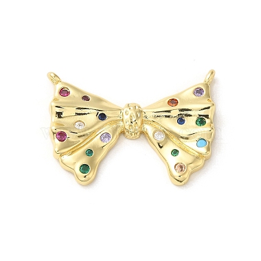 Real 18K Gold Plated Colorful Bowknot Brass+Cubic Zirconia Pendants