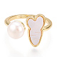anillo abierto de perlas naturales con ostra perla con labios de plata(PEAR-N022-C09)-2