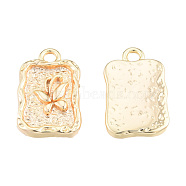 Brass Charms, Nickel Free, Textured, Rectangle with Butterfly, Real 18K Gold Plated, 17.5x11x2mm, Hole: 1.8mm(KK-N231-377)