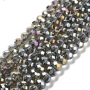 Electroplate Glass Beads Strands, AB Color Plated, Faceted, Rondelle, Gray, 8x6mm, Hole: 1mm, about 65~68pcs/strand, 15.7~16.1 inch(40~41cm)(EGLA-A034-T8mm-B19)