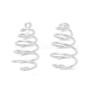 Brass Wire Pendants, Spiral Bead Cage Pendants, Silver, 21x6~12.5mm, Hole: 10.5mm(KK-JF00002-02)