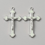Alloy Enamel Pendants, Crucifix Cross Charm, Honeydew, 41x23x5mm, Hole: 1.6mm, 10pcs/bag(ENAM-TAC0016-05C)