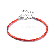 Nylon Cord Bracelets, Red String Bracelets, with Zinc Alloy Lobster Claw Clasps and Iron Extender Chains, Red, 7-1/4 inch~7-3/4 inch(18.5~19.7cm)(BJEW-JB04418-02)