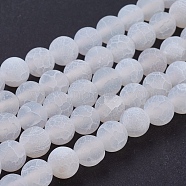 Natural Crackle Agate Beads Strands, Dyed, Round, Grade A, White, 8mm, Hole: 1mm, about 50pcs/strand, 14 inch(X-G-G055-8mm-5)