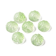 Transparent Spray Painted Glass Beads, Steamed Stuffed Bun Shape, Light Green, 12x8mm, Hole: 1.2mm(GLAA-I050-09E)