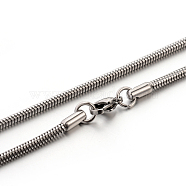 304 Stainless Steel Snake Chain Necklaces, Stainless Steel Color, 19.7 inch(50cm), 2.4mm(STAS-M174-005P-2.4)