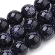 Synthetic Blue Goldstone Beads Strands, Round, 8mm, Hole: 1mm, about 50pcs/strand, 15.7 inch(G-S259-41-8mm)