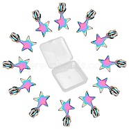 12Pcs #5 Alloy Zipper Sliders, Zip Pull Heads, Star, Rainbow Color, 3.5cm(FIND-GF0006-29B)