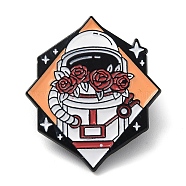 Space Theme Astronaut Enamel Pin, Black Zinc Alloy Cartoon Badge for Backpack Clothes, Colorful, 31.5x27x1.5mm(JEWB-A016-01C)