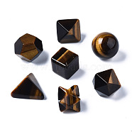 Natural Tiger Eye Beads, No Hole/Undrilled, Chakra Style, for Wire Wrapped Pendant Making, 3D Shape, Round & Cube & Triangle & Merkaba Star & Bicone & Octagon & Polygon, 13.5~21x13.5~22x13.5~20mm(G-Q999-006)