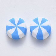 Handmade Polymer Clay Beads, No Hole/Undrilled, Candy, Light Sky Blue, 9~11x4.5~6mm(X-CLAY-R084-01D)