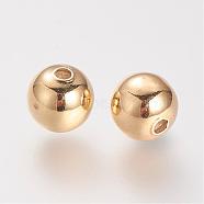 Brass Beads, Nickel Free, Round, Real 18K Gold Plated, 8mm, Hole: 2.5mm(KK-R037-190G)