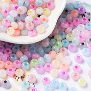 Imitation Jade Glass Seed Beads, Luster, Dyed, Round, Colorful, 5.5x3.5mm, Hole: 1.5mm(SEED-Z001-A-A02)