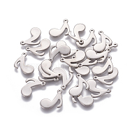 201 Stainless Steel Charms, Musical Note, Stainless Steel Color, 12x13x0.9mm, Hole: 1mm(X-STAS-L234-088P)