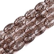 Transparent Crackle Glass Beads Strands, Dyed & Heated, Oval, Camel, 13x8mm, Hole: 1.2mm, about 30pcs/strand, 15.75''(40cm)(GLAA-S192-B-010B)