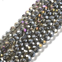 Electroplate Glass Beads Strands, AB Color Plated, Faceted, Rondelle, Gray, 8x6mm, Hole: 1mm, about 63~65pcs/strand, 39~40cm(EGLA-A034-T8mm-B19)