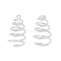 Brass Wire Pendants, Spiral Bead Cage Pendants, Silver, 21x6~12.5mm, Hole: 10.5mm(KK-JF00002-02)