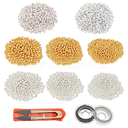 CHGCRAFT DIY Lettern Acrylic Beads Stretch Bracelet Kits for Kids, Including Round ABS Plastic Beads, Elastic Thread, Sharp Steel Scissors, Mixed Color(DIY-CA0001-68)