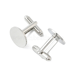 Rack Plating Brass Cuff Button, Cufflink Findings for Apparel Accessories, Platinum, Tray: 15x1mm, 24x15mm(KK-L151-10P)