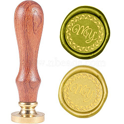 Wax Seal Stamp Set, Sealing Wax Stamp Solid Brass Head,  Wood Handle Retro Brass Stamp Kit Removable, for Envelopes Invitations, Gift Card, Letter Pattern, 83x22mm(AJEW-WH0208-370)