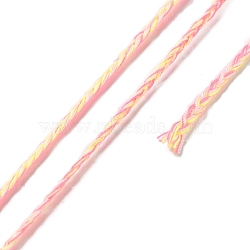 20M Polycotton Braided Cord, Flat, for DIY Jewelry Making, Pink, 2x0.7mm, about 21.87 Yards(20m)/Roll(OCOR-G015-03A-06)