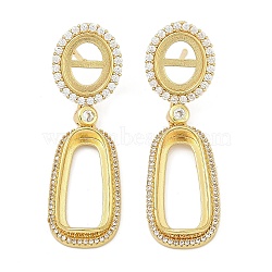 Brass Micro Pave Cubic Zirconia Dangle Stud Earring Findings, with Tray, Rack Plating, Long-Lasting Plated, Golden, Tray: 23x11mm and 12x10mm, 52x15.5mm, Pin: 12.5x1mm(KK-F891-02G)