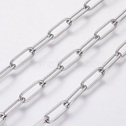 3.28 Feet Handmade 304 Stainless Steel Paperclip Chains, Soldered, Stainless Steel Color, 12x4x1mm(X-STAS-F230-15P)