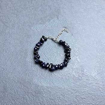 Synthetic Blue Goldstone Chip Beaded Bracelets for Women