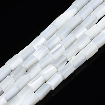 Natural Freshwater Shell Beads Strands, Column, White, 4~5x3~3.5mm, Hole: 0.9mm, about 77~78pcs/strand, 15.55 inch~15.75 inch(39.5~40cm)