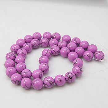 Synthetic Turquoise Beads Strands, Dyed, Round, Orchid, 4mm, Hole: 1mm, about 95pcs/strand, 15.7 inch