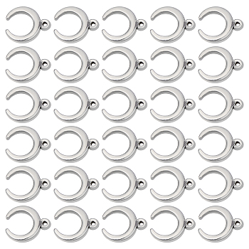 DICOSMETIC 30Pcs 304 Stainless Steel Charms, Double Horn/Crescent Moon, Stainless Steel Color, 9x8x2mm, Hole: 0.7mm, 30pcs