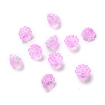 Transparent Glass Beads, Lotus Pod, Violet, 10.5x6.5mm, Hole: 1.4mm