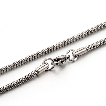 304 Stainless Steel Snake Chain Necklaces, Stainless Steel Color, 19.7 inch(50cm), 2.4mm