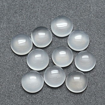 Natural White Agate Cabochons, Half Round, 8x3.5~4mm