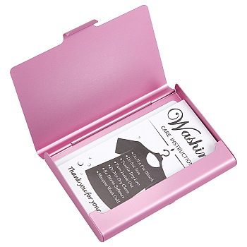 Gorgecraft Aluminium Alloy Business Cards Stroage Box, Hand-push Type, Rectangle, Pink, 65x93x10mm, 2pcs