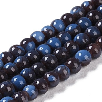 Baking Paint Glass Bead Strands, Round, Prussian Blue, 6mm, Hole: 1mm, about 145~147pcs/strand, 32.28~32.68''(82~83cm)