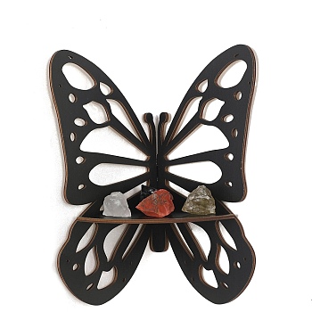 Wooden Shelf Jewelry Candlestick Display Stand, Wall Mounted Decorations, for Home Room Wall Decor, Butterfly, 295mm