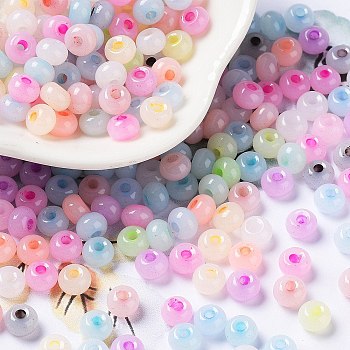 Imitation Jade Glass Seed Beads, Luster, Dyed, Round, Colorful, 5.5x3.5mm, Hole: 1.5mm