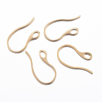 Ion Plating(IP) 304 Stainless Steel Earring Hooks, with Horizontal Loop, Golden, 22x11.5x1mm, Hole: 2.5x3.5mm