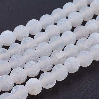 8mm White Round Crackle Agate Beads