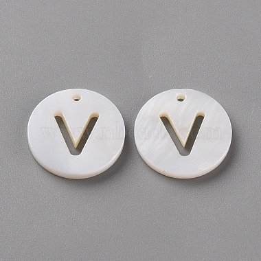 White Flat Round Freshwater Shell Charms