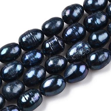 8mm PrussianBlue Rice Keshi Pearl Beads