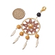 Woven Web/Net with Feather Glass Seed Beads Pendant Decorations(HJEW-MZ00074)-5